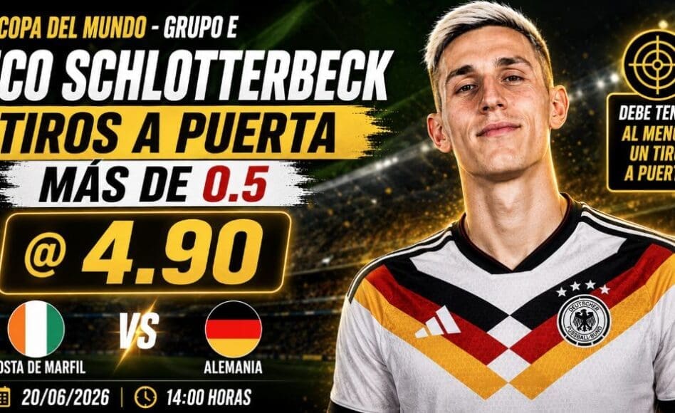 Costa de Marfil vs Alemania – Tiros a puerta de Nico Schlotterbeck: Más de 0.5 @4.90