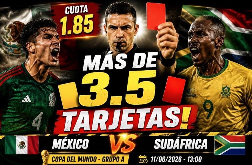 México vs Sudáfrica – Más de 3.5 Tarjetas @1.85