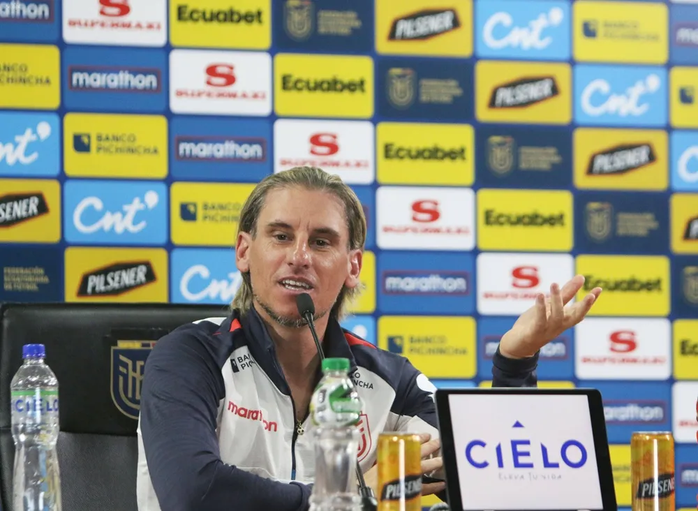 Sebastián Beccacece, DT de la selección de Ecuador durante una conferencia de prensa previa al Mundial FIFA 2026. Sebastián Beccacece, DT de la selección de Ecuador durante una conferencia de prensa previa al Mundial FIFA 2026.