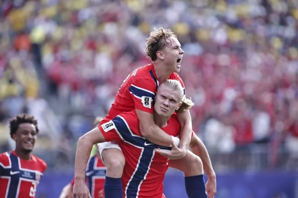 Haaland celebra uno de sus goles en el triunfo de Noruega que dejó a Brasil fuera del Mundial 2026. Haaland celebra uno de sus goles en el triunfo de Noruega que dejó a Brasil fuera del Mundial 2026.