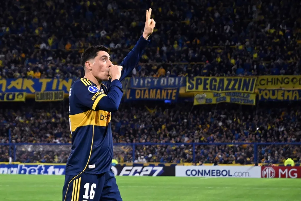 Miguel Merentiel festeja su gol contra O’Higgins en el partido de ida de la Copa Sudamericana Miguel Merentiel festeja su gol contra O’Higgins en el partido de ida de la Copa Sudamericana