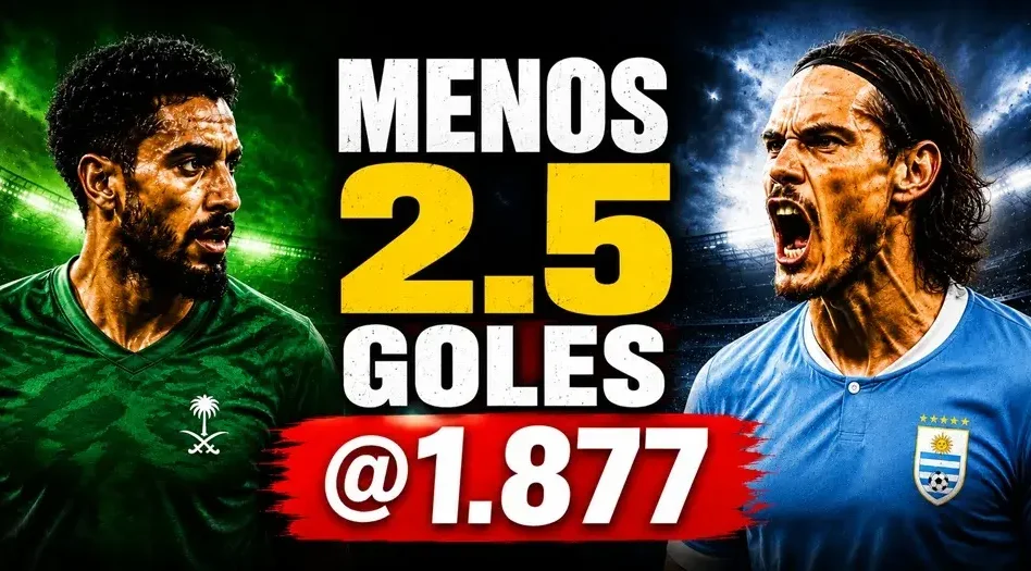 Arabia Saudita contra Uruguay: Menos 2.5 goles @1.877