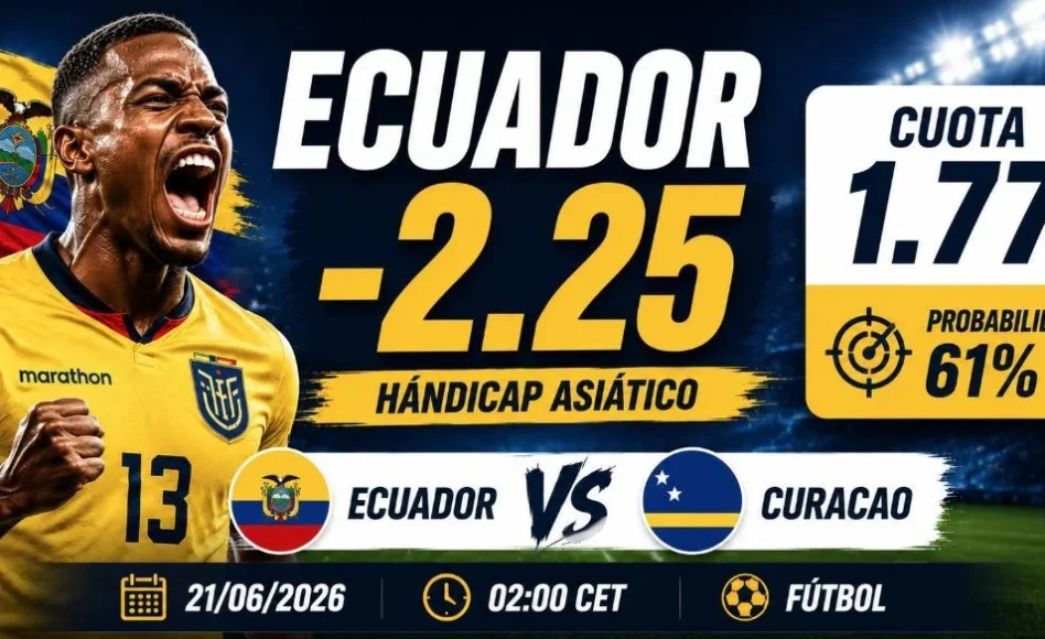 Ecuador contra Curazao: Ecuador -2.25 @1.775