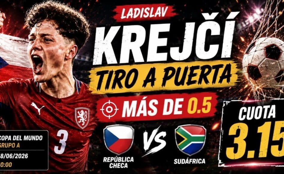 República Checa vs Sudáfrica – Ladislav Krejčí Tiros a puerta Más de 0.5@3.15